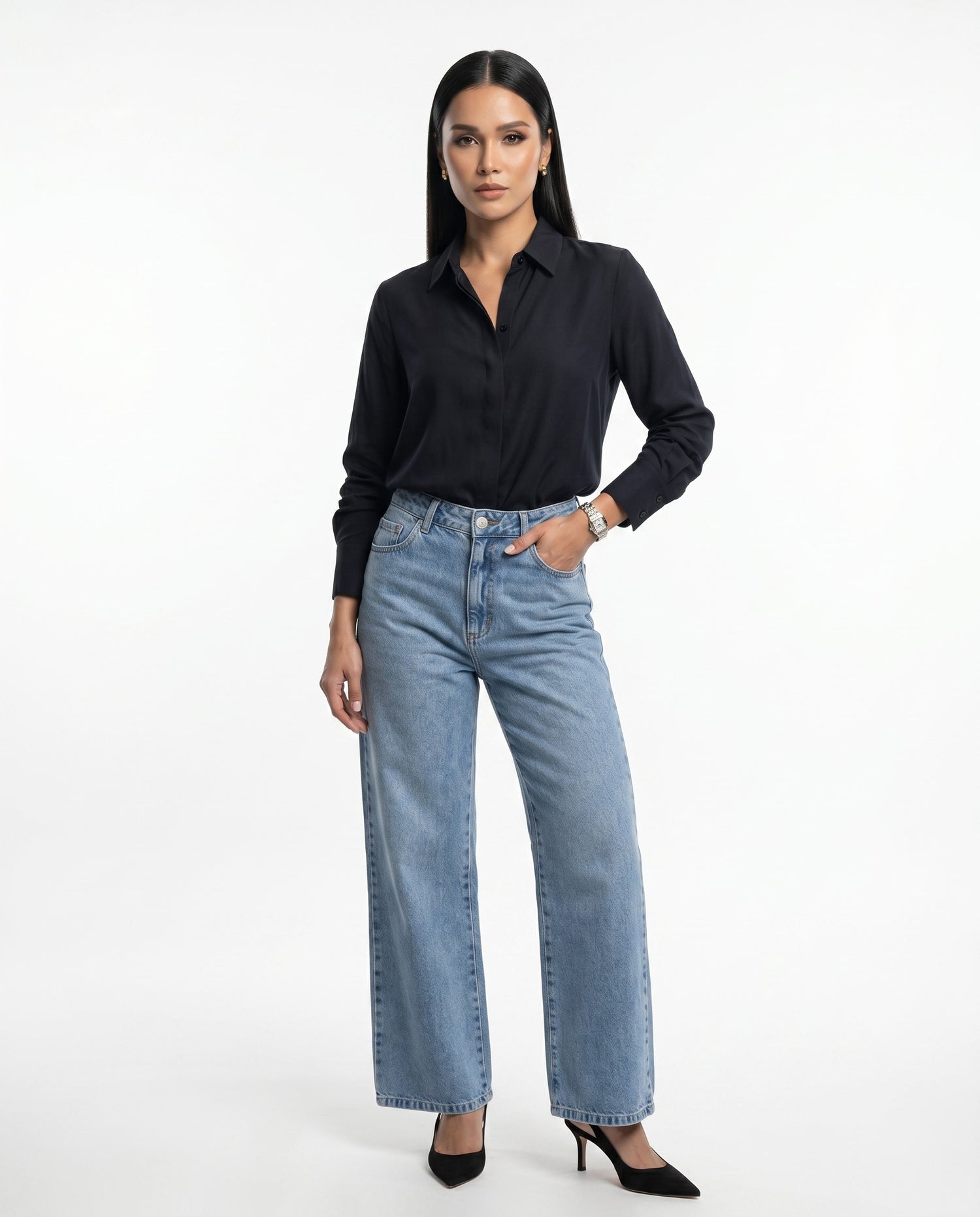 Camisa Viscose Liso - Preto
