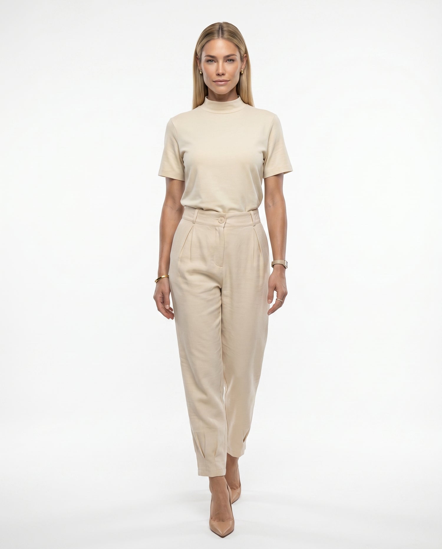 Calça Cenoura Zíper - Creme