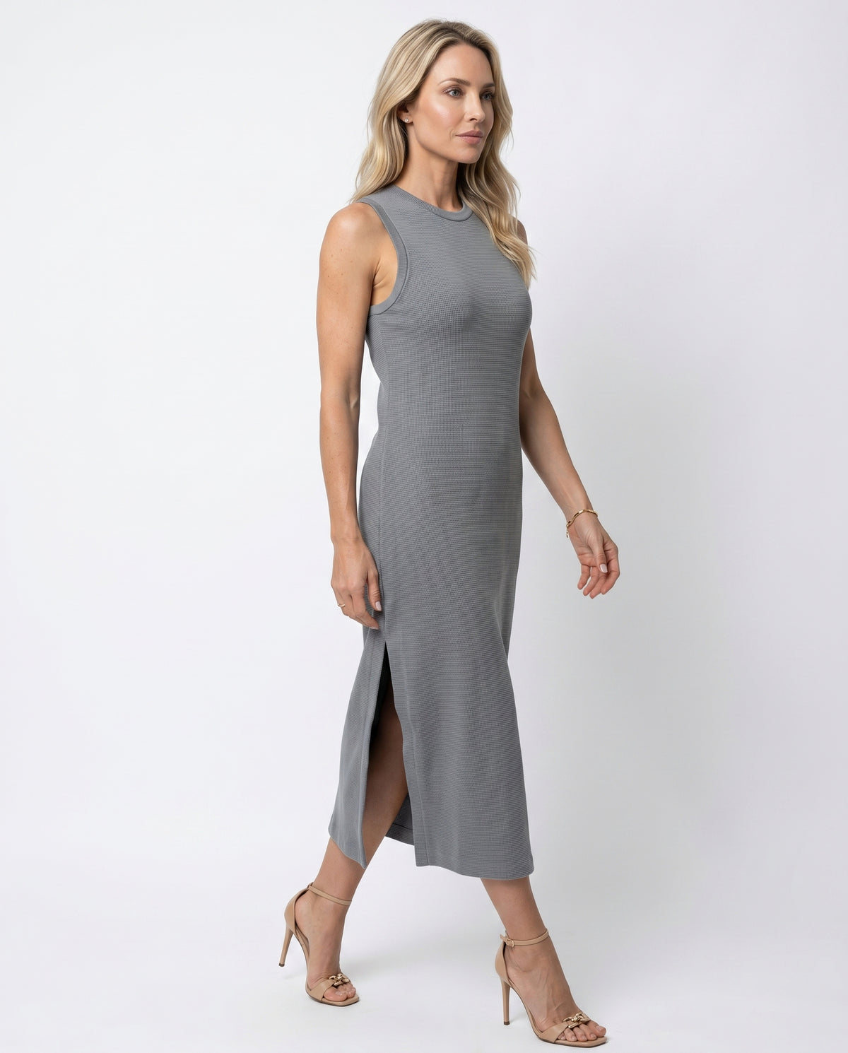 Vestido Midi Tricot - Cinza
