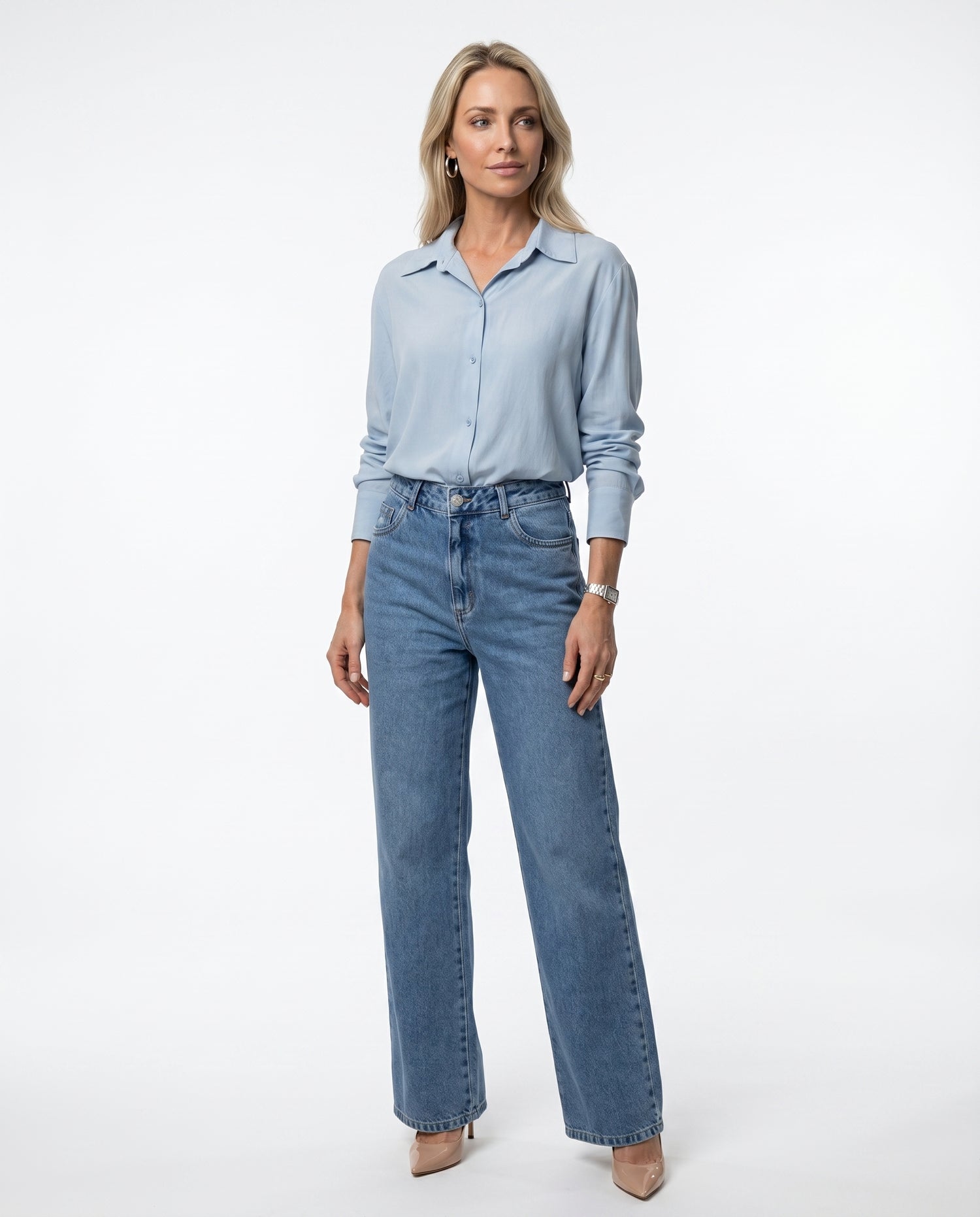 Camisa Viscose Liso - Azul