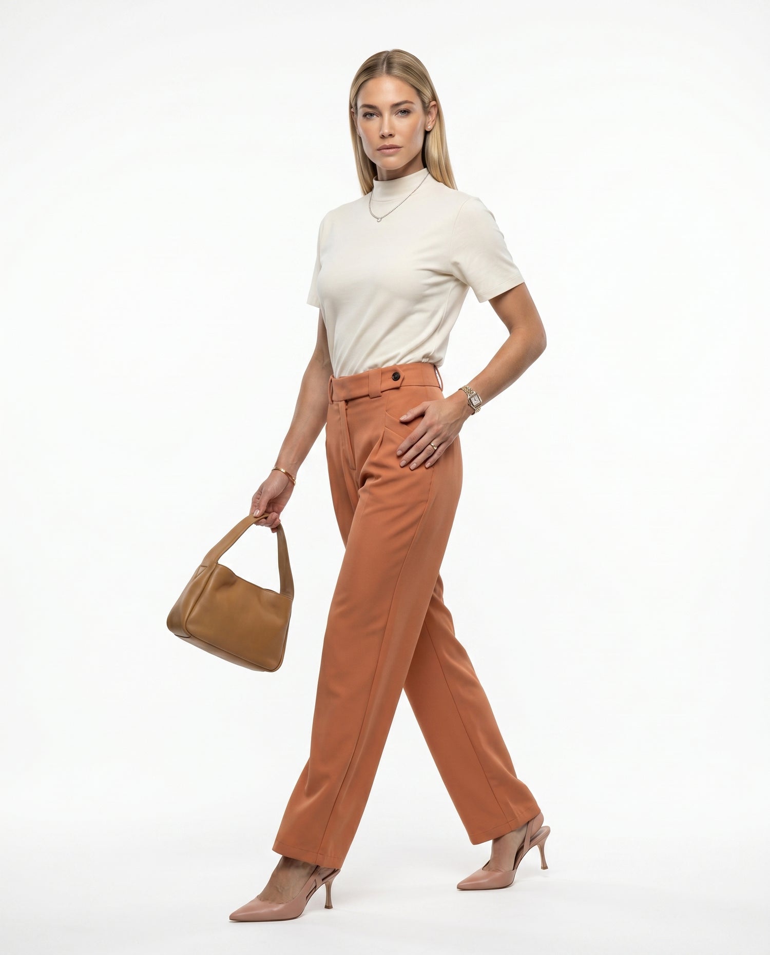 Calça Reta Alfaiataria - Laranja
