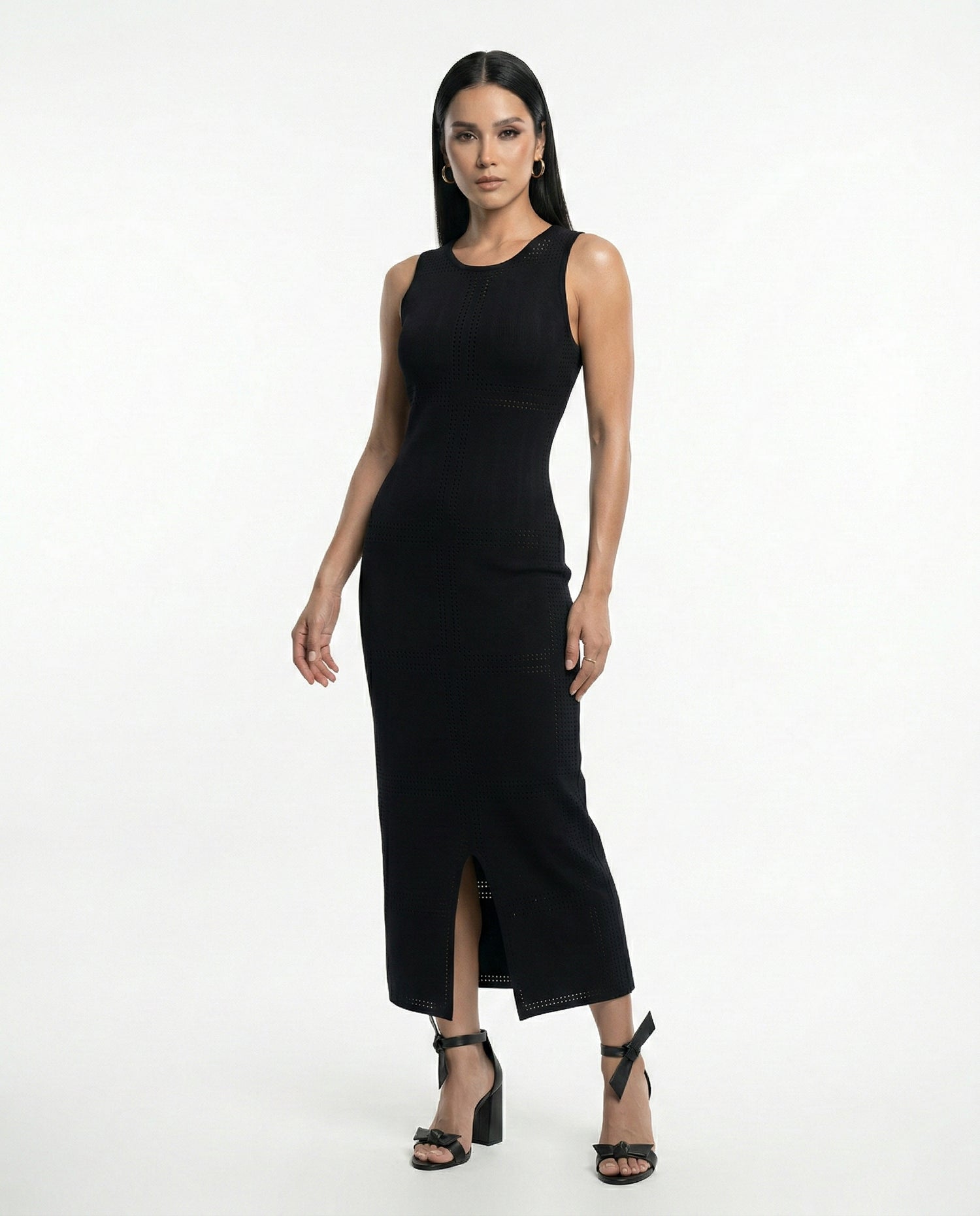 Vestido Midi Tricot Mamo - Preto