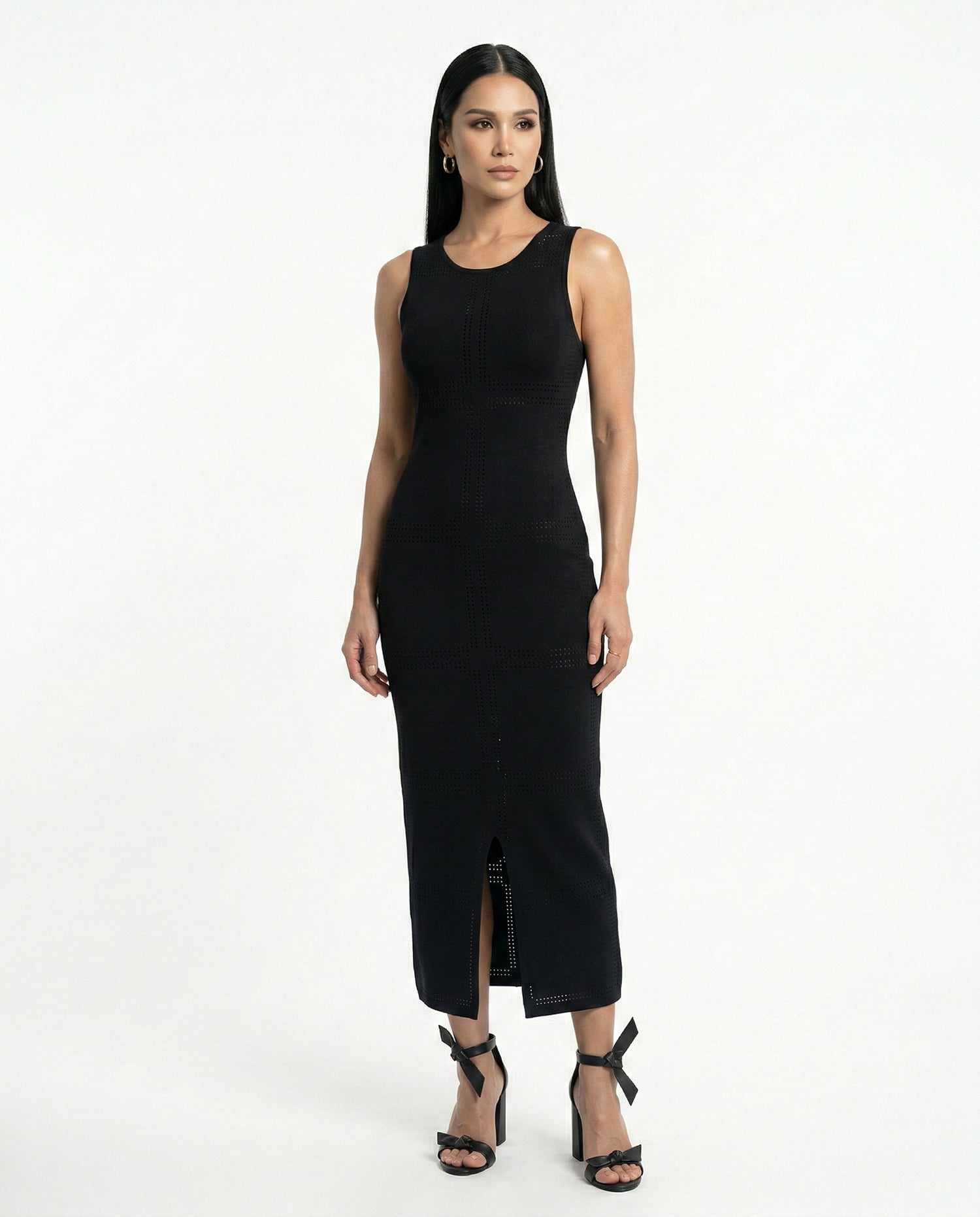 Vestido Midi Tricot Mamo - Preto