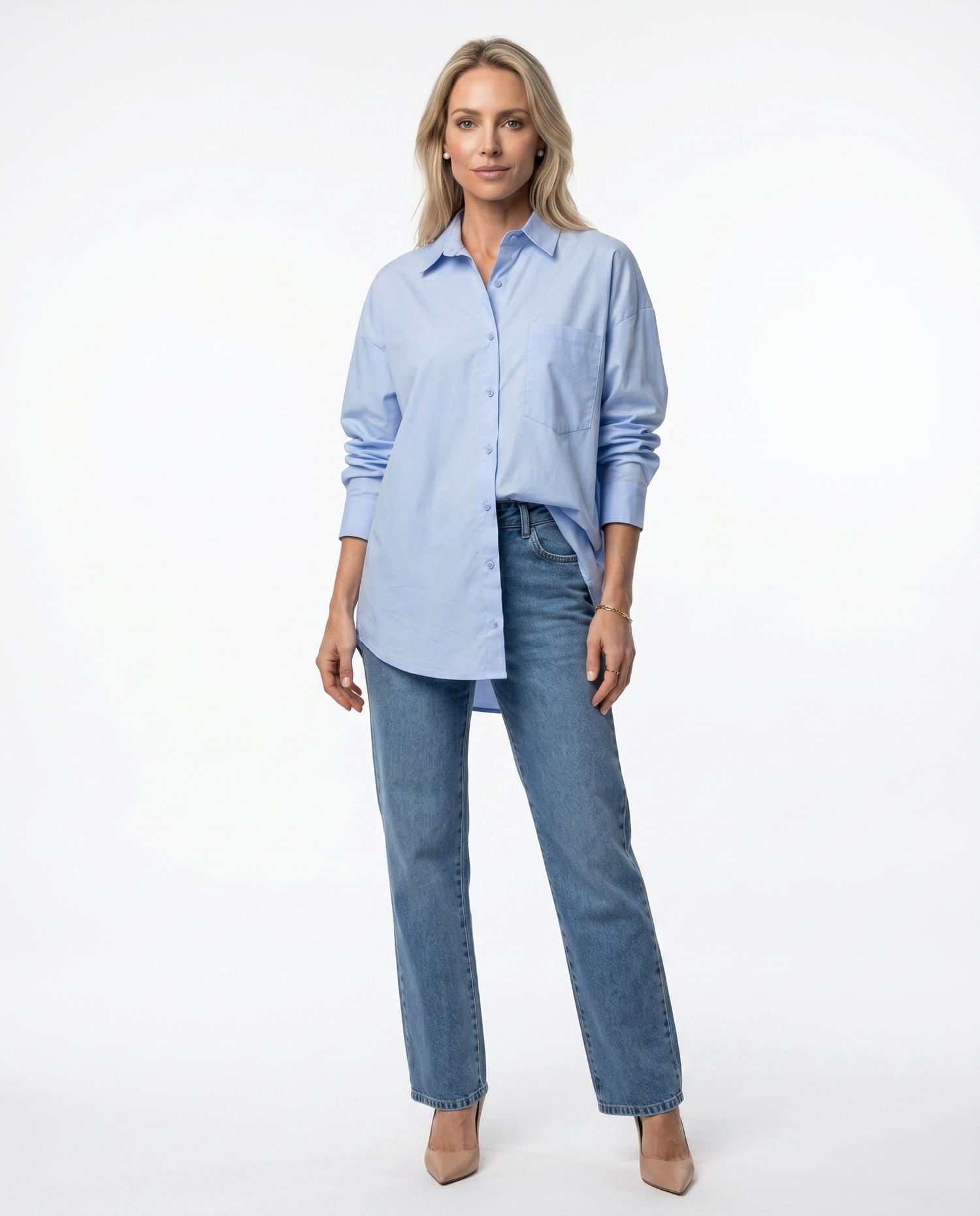 Camisa Over Lisa - Azul Bebê