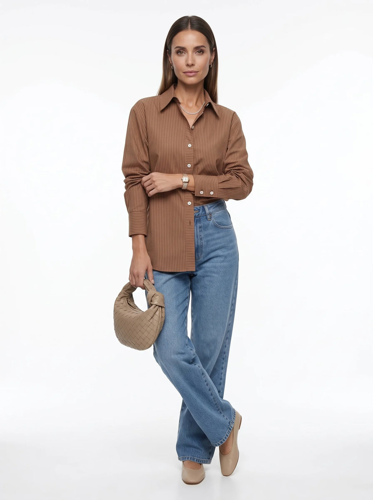 Camisa Nilda Listras - Café