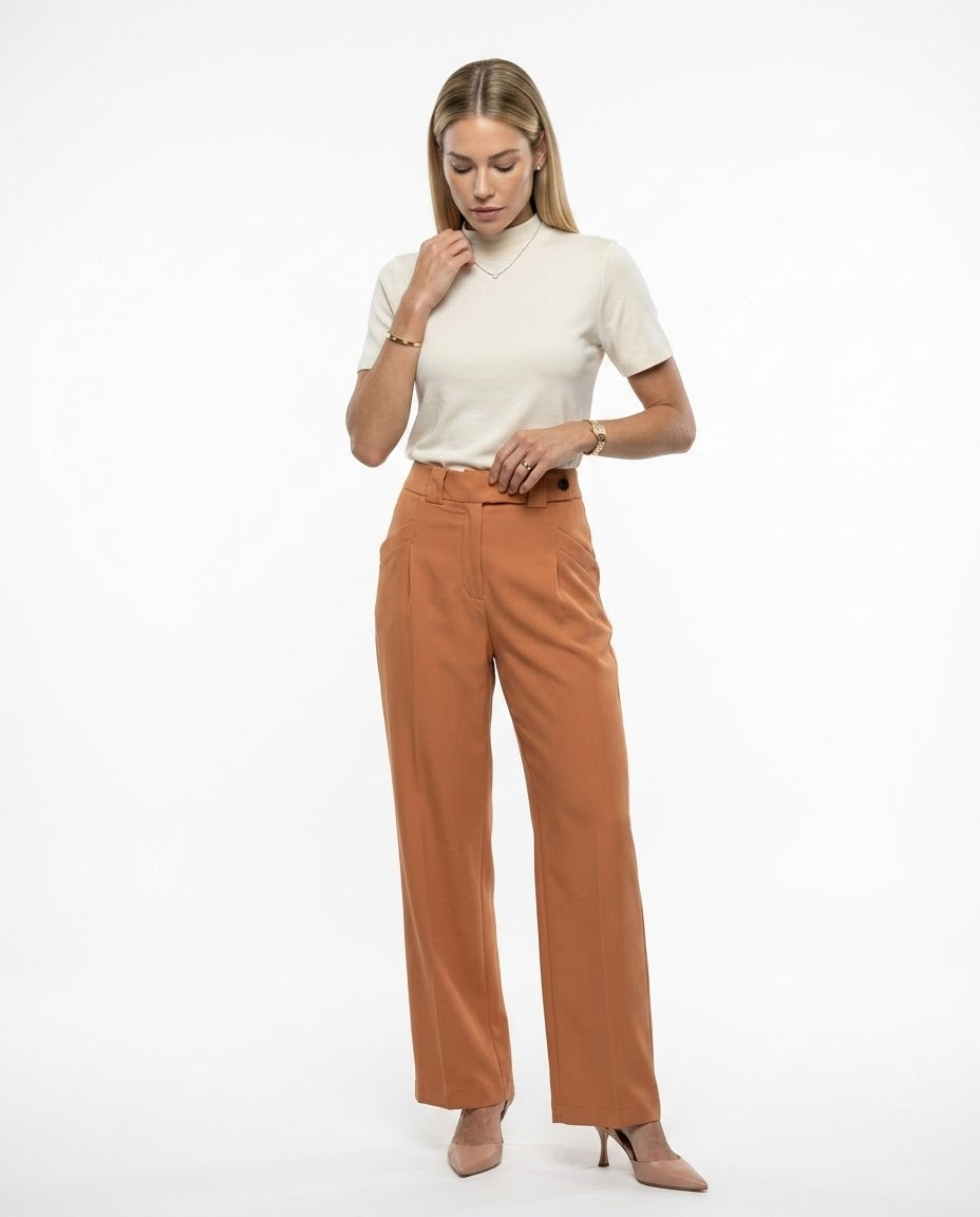 Calça Reta Alfaiataria - Laranja