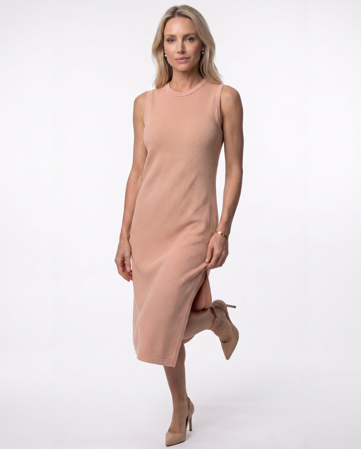 Vestido Midi Tricot - Rose