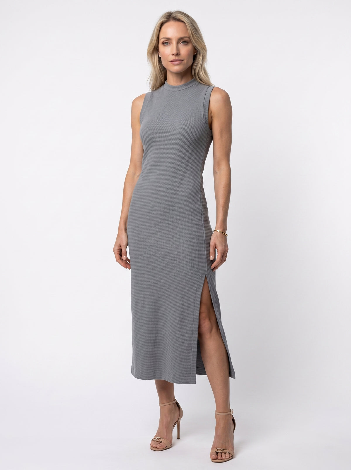 Vestido Midi Tricot - Cinza