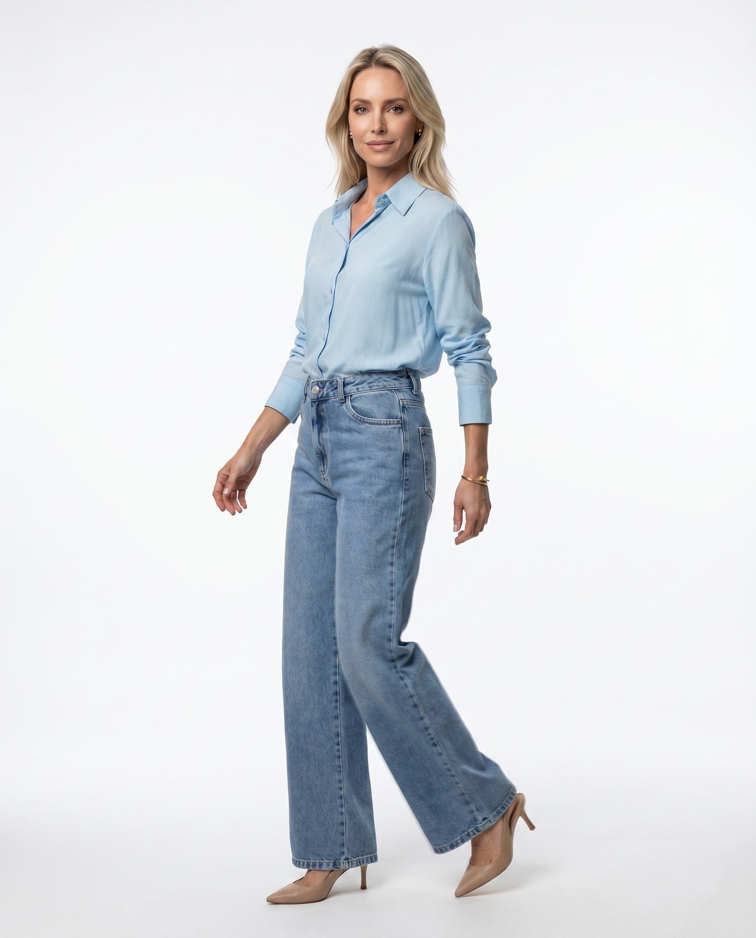 Camisa Viscose Liso - Azul Claro