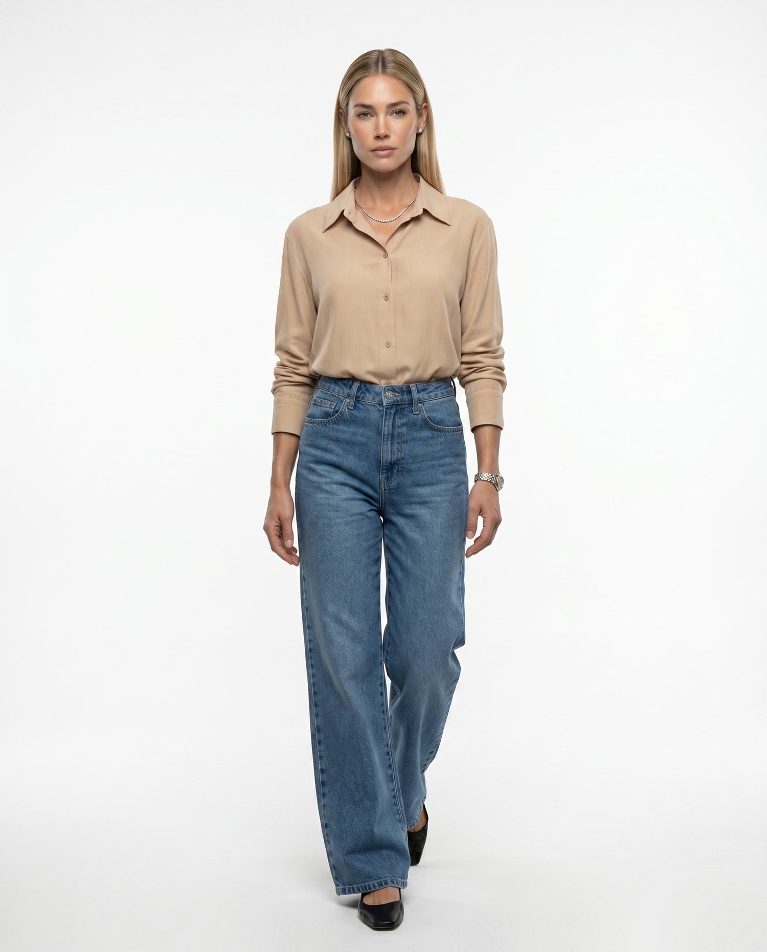 Camisa Viscose Liso - Bege
