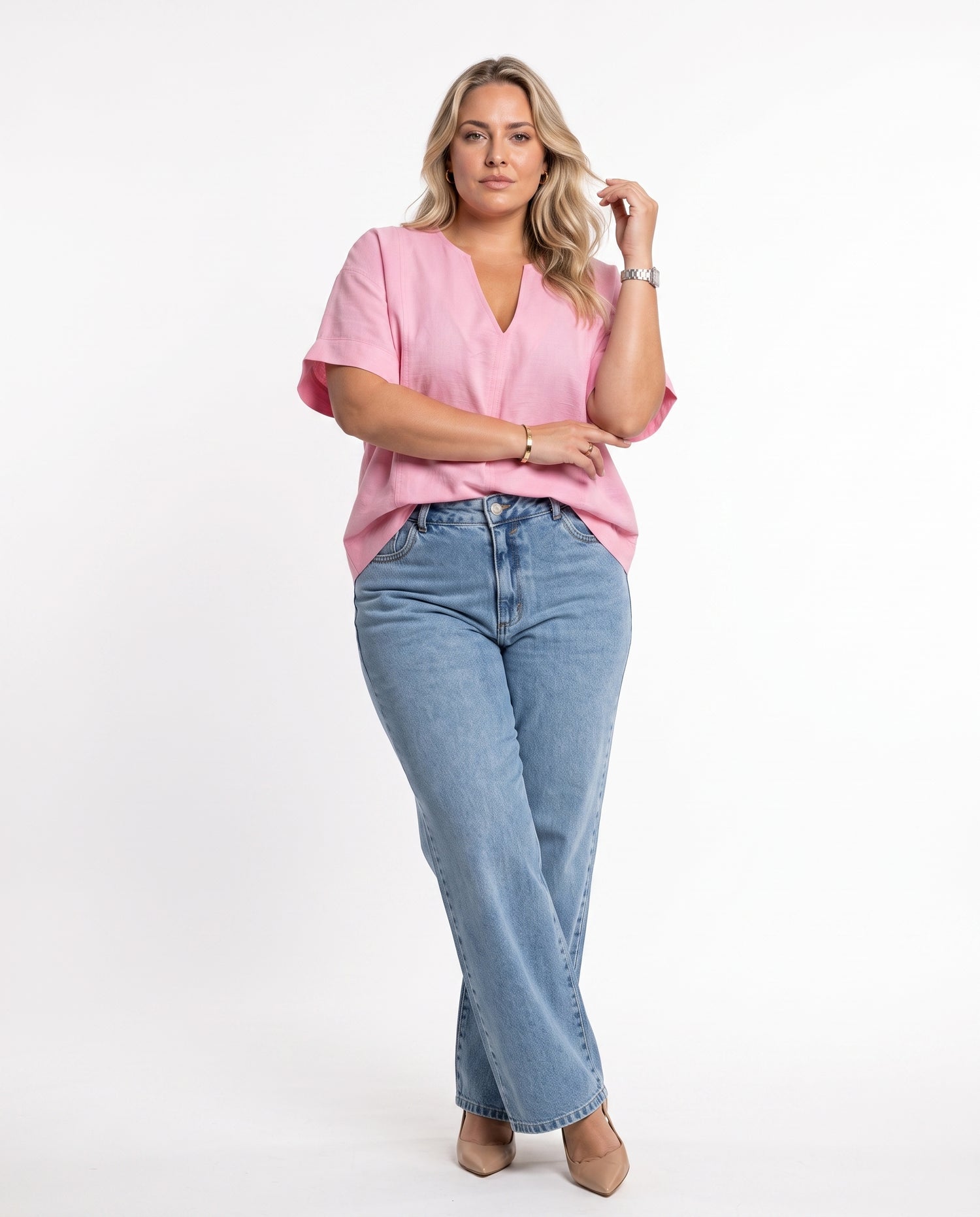 Blusa Gola V - Rosa