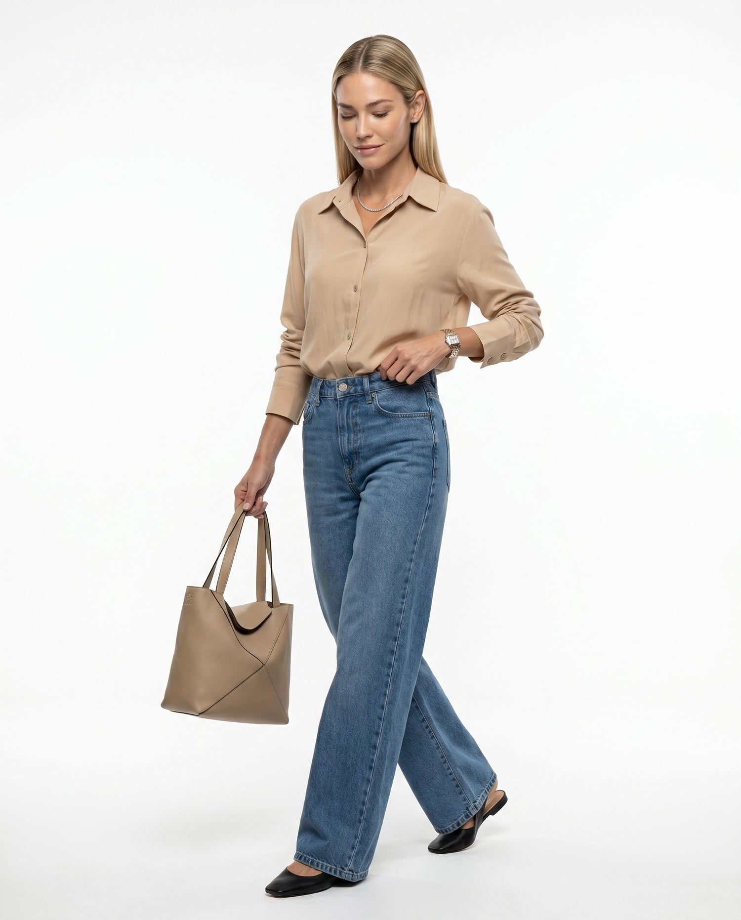 Camisa Viscose Liso - Bege