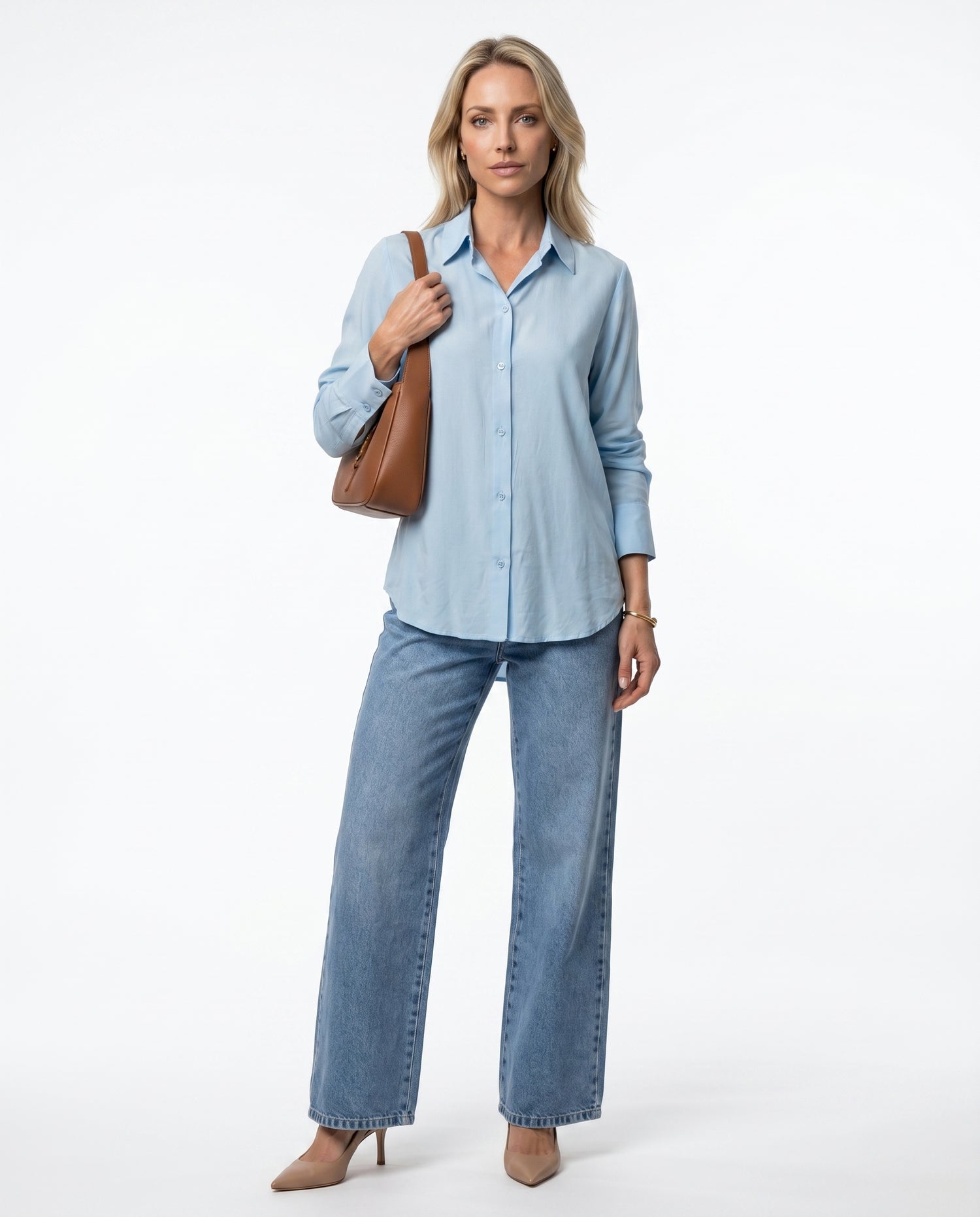 Camisa Viscose Liso - Azul Claro