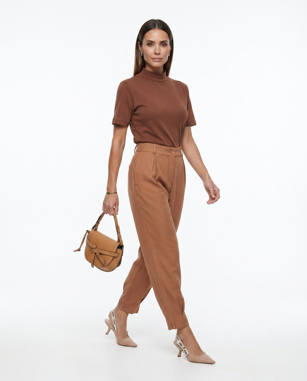 Calça Cenoura Zíper - Caramelo