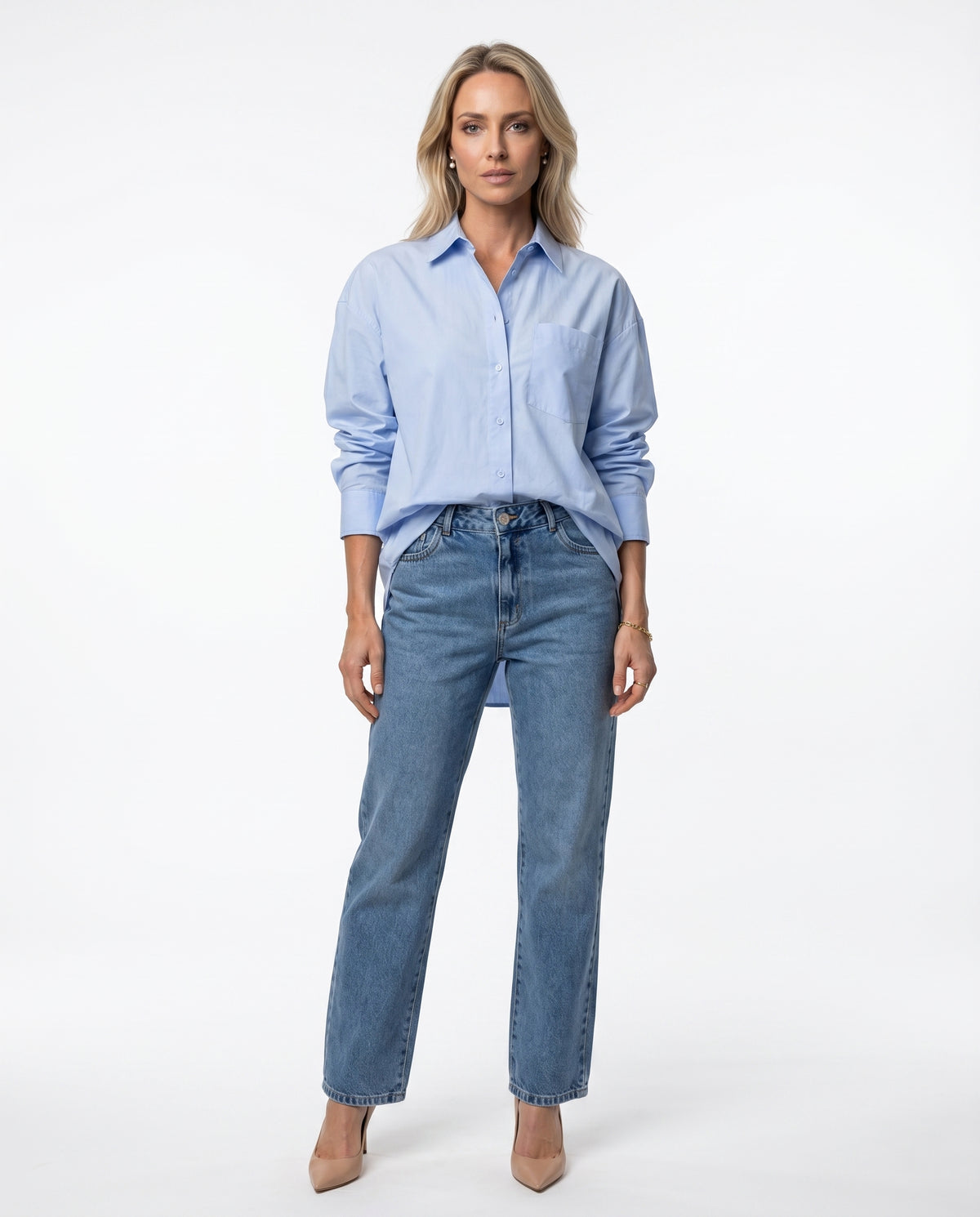 Camisa Over Lisa - Azul Bebê