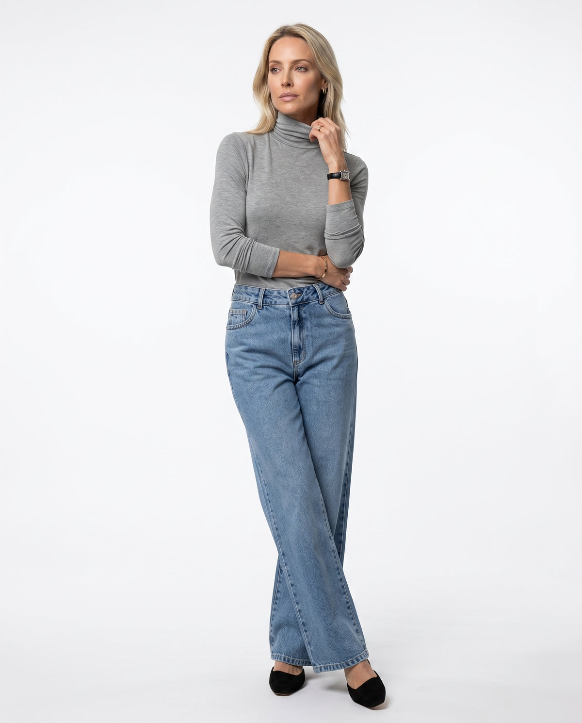 Blusa de Malha Gola - Cinza