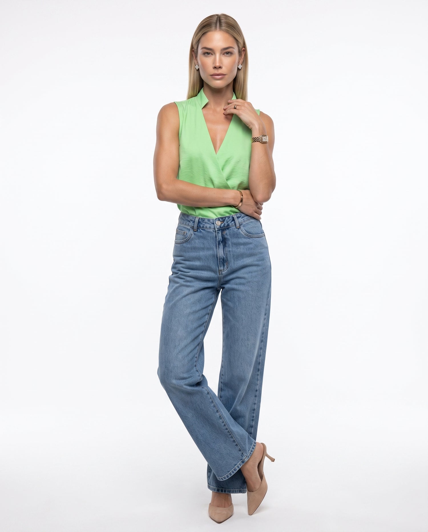Blusa Satin Transpassada - Menta
