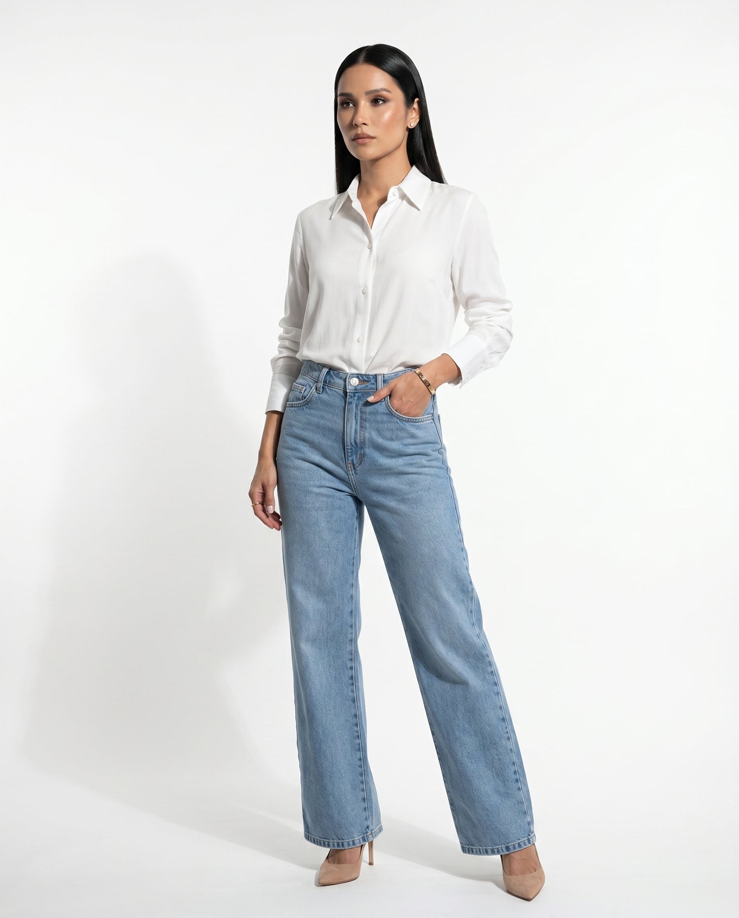Camisa Viscose Liso - Branco