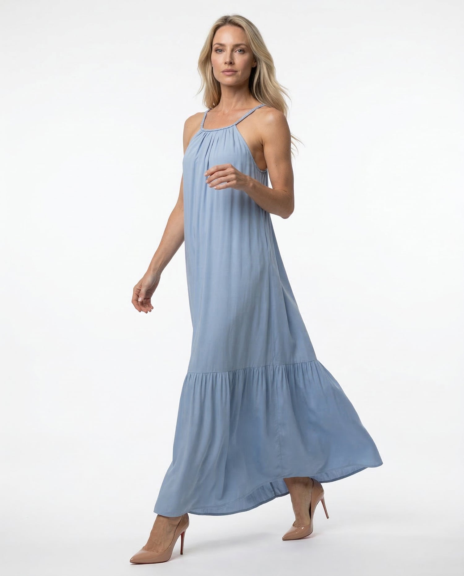 Vestido Longo Viscose - Azul