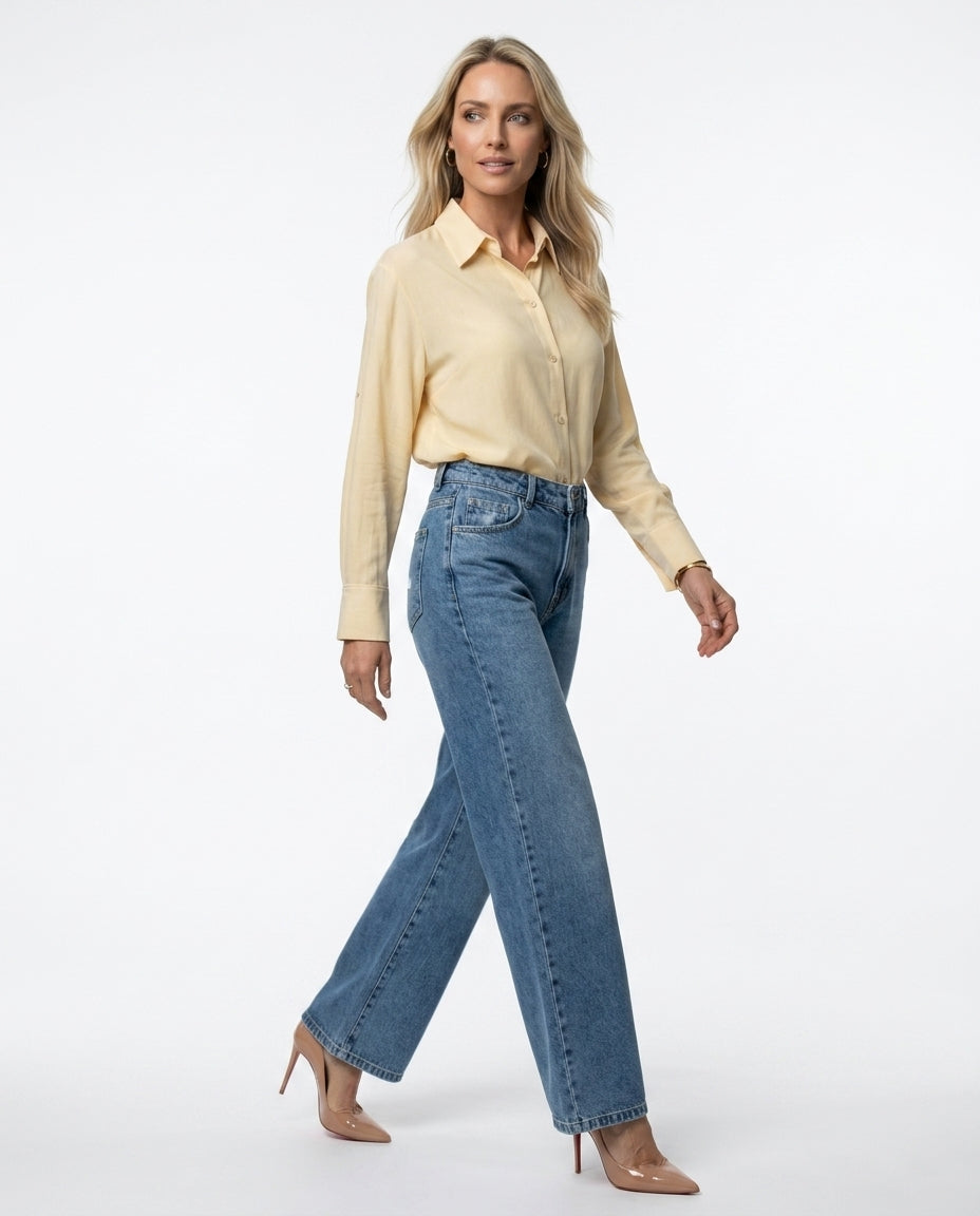 Camisa Viscose Liso - Amarelo Manteiga