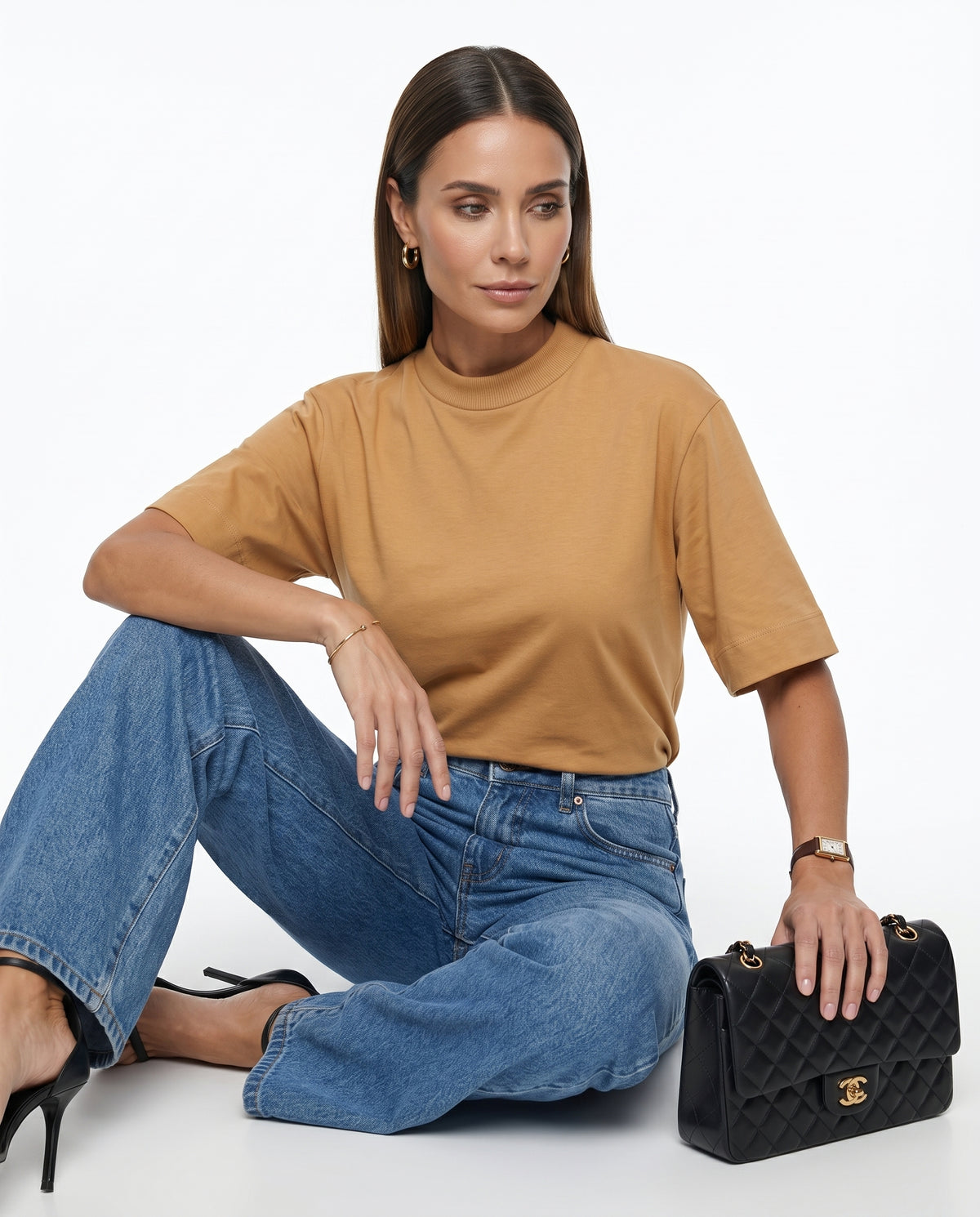 T-Shirt Gola Alta - Caramelo